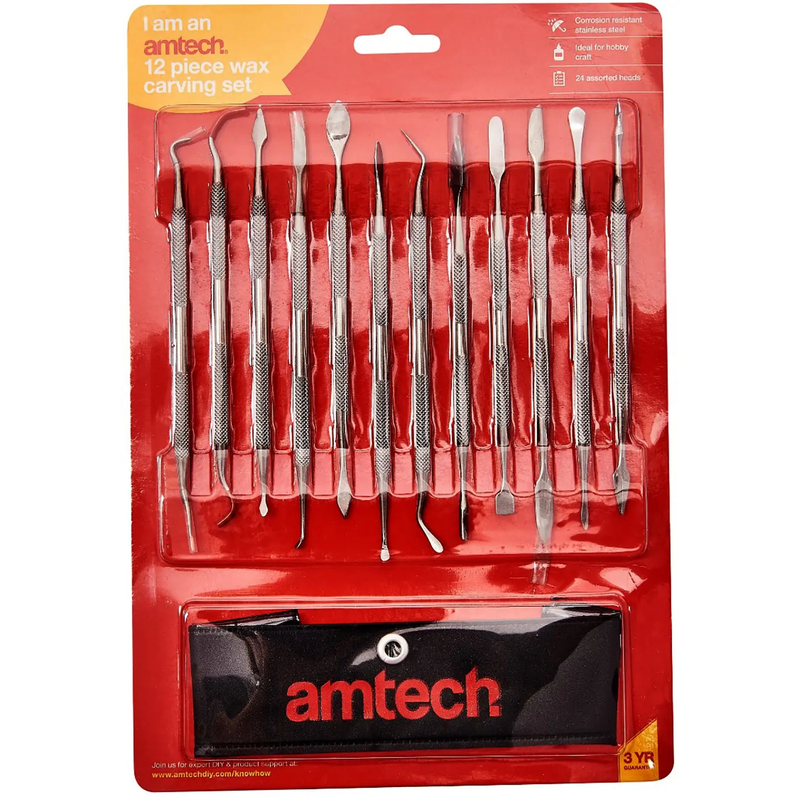 Amtech 12 Piece Stainless Steel Wax Carving Set - Image 3