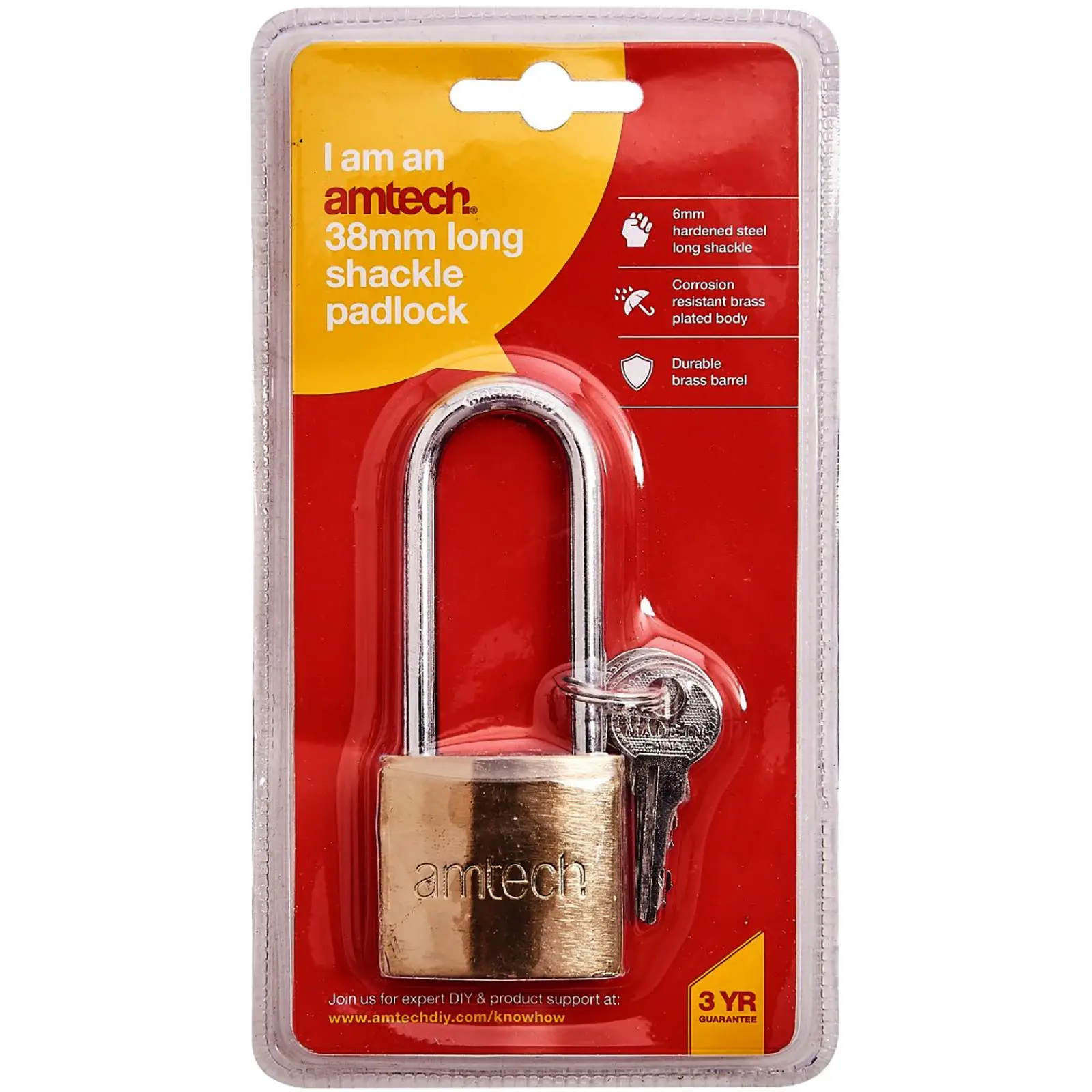 Amtech 38mm Long Shackle Padlock - Image 3