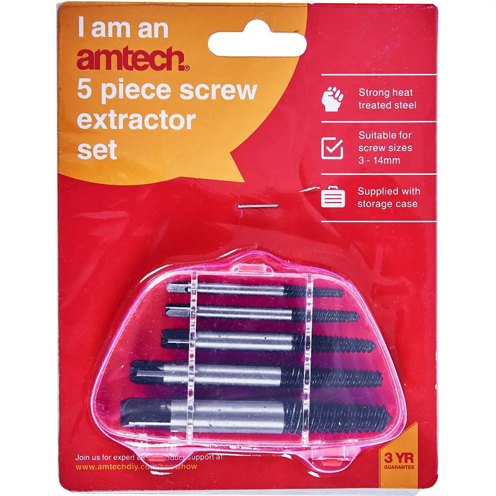 Amtech 5 Piece Screw Extractor Set 3-18mm - Image 3