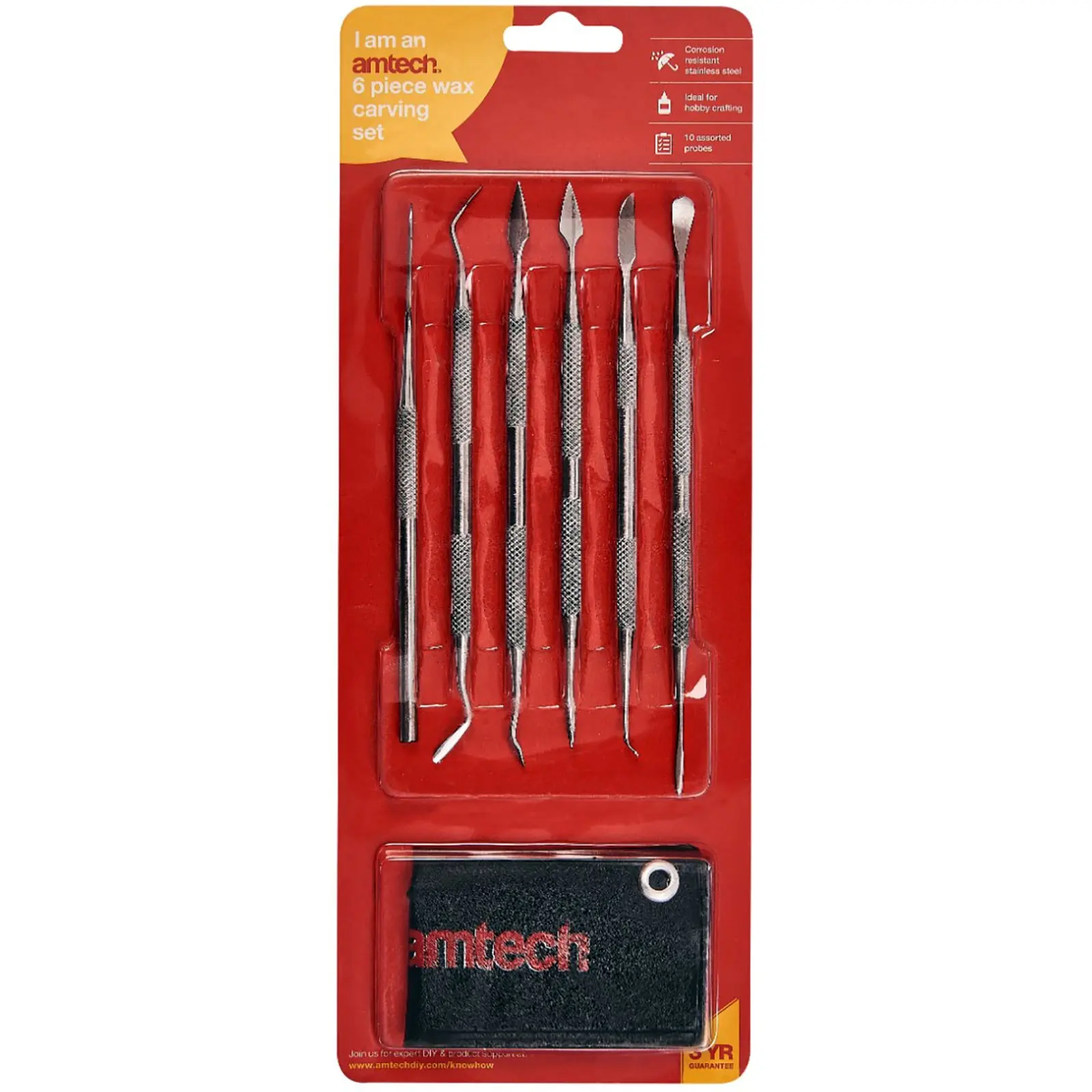 Amtech 6 Piece Stainless Steel Wax Carving Set - Image 2
