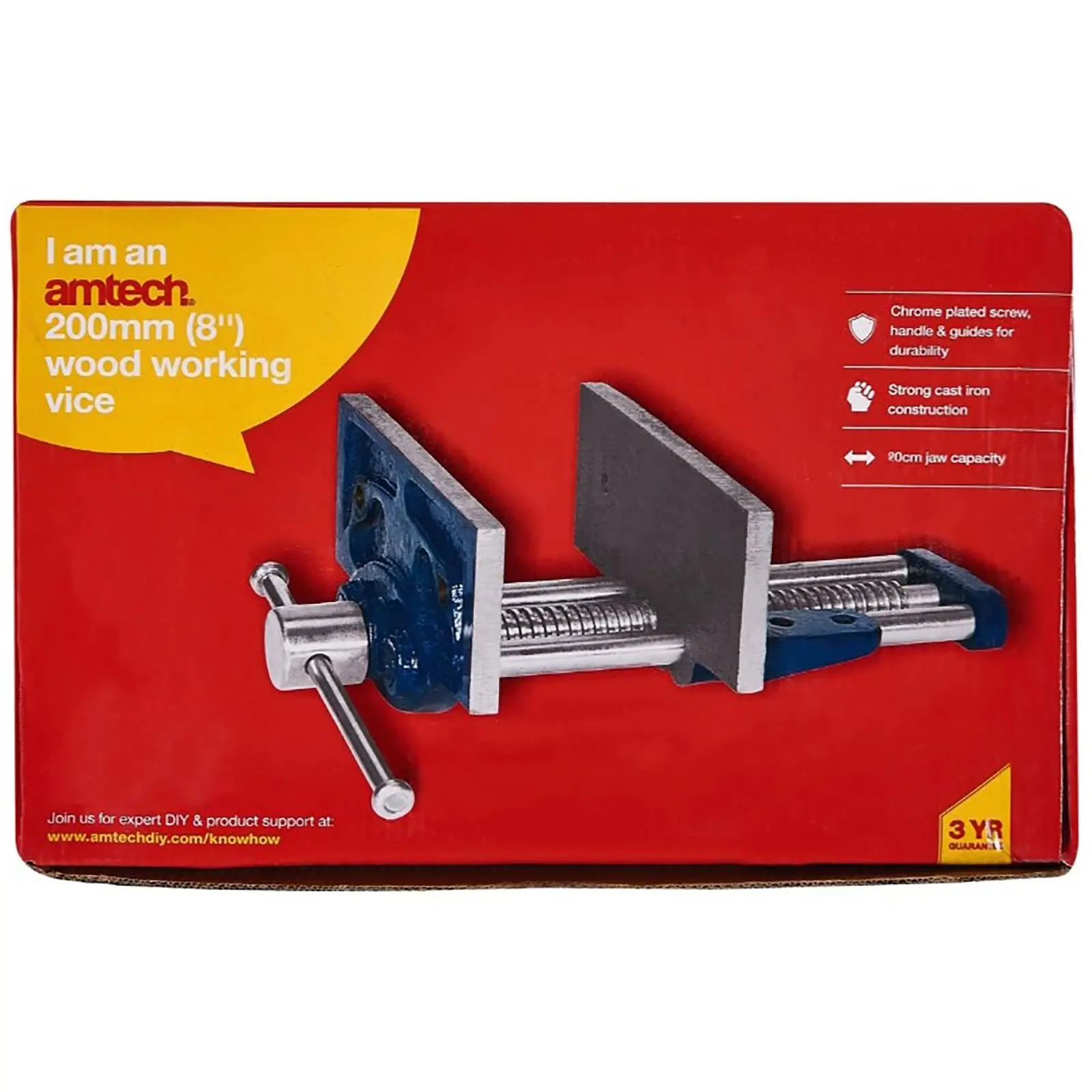 Amtech Bench Vice Clamp Woodworking Carpenters Workshop Table 200mm 8 - Image 3