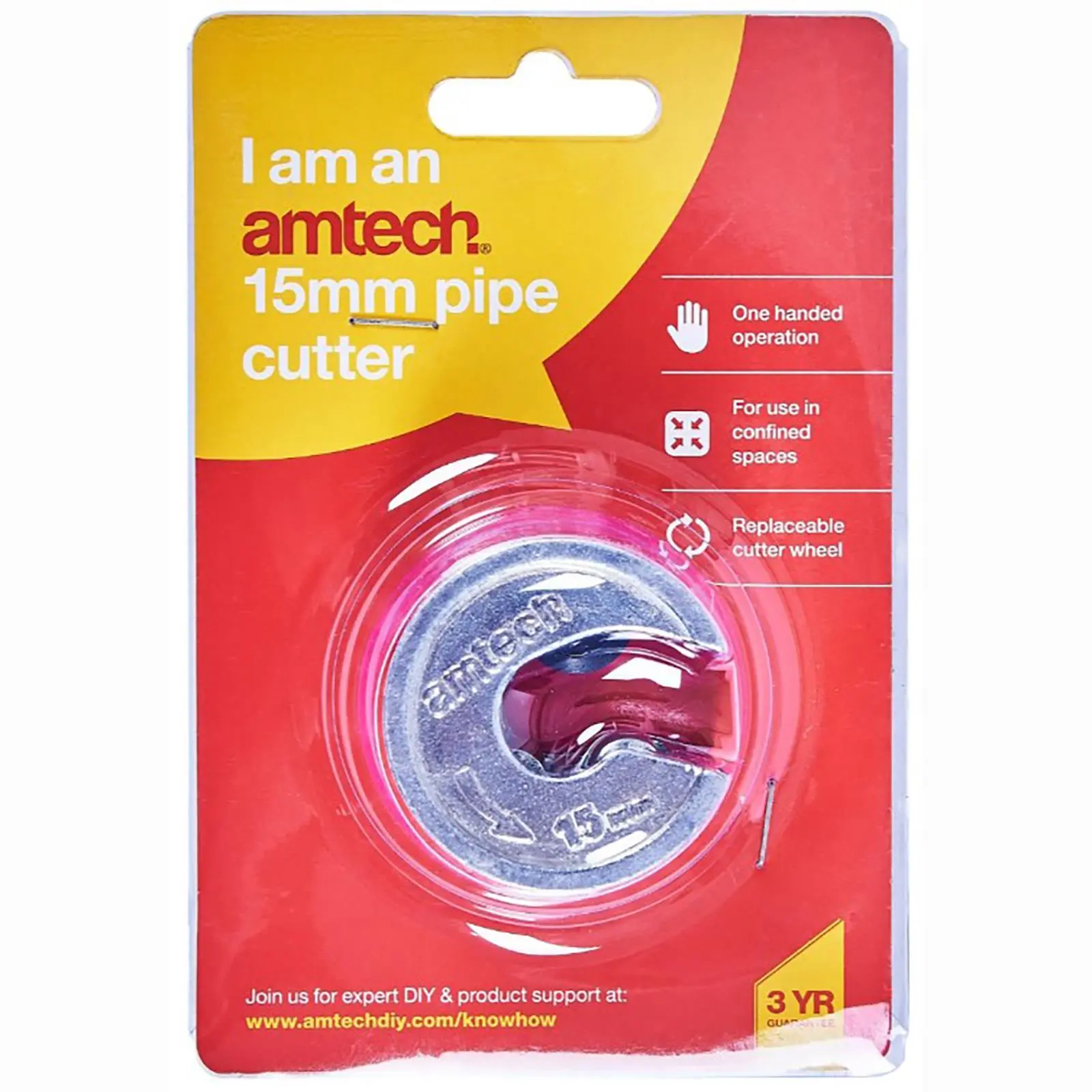 Amtech Copper Pipe Cutter 15mm Rotary Slicer Quick Compact Clean Cut - Image 3