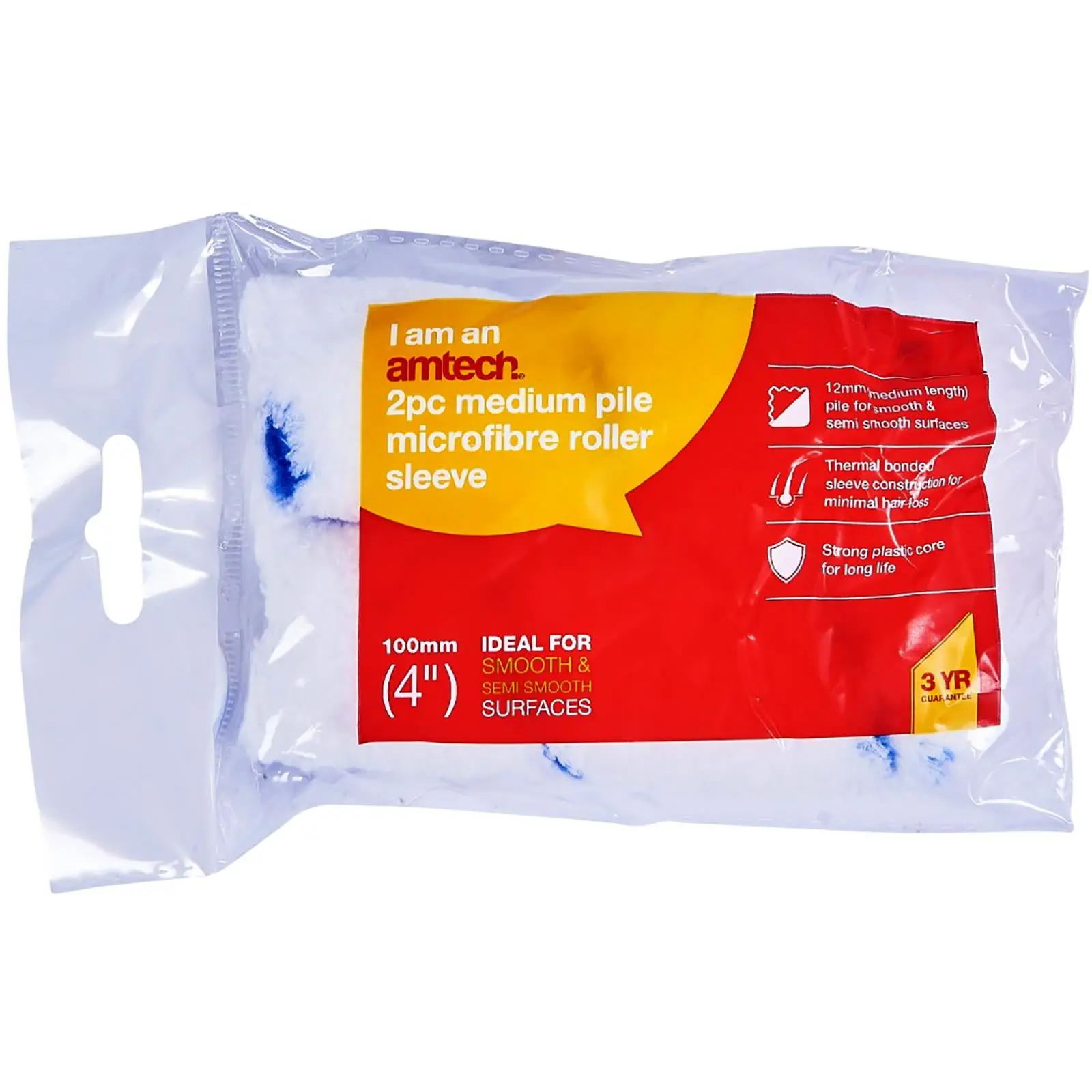 Amtech Paint Roller Sleeves 100mm (4") Mini Microfibre 2 Pack - Image 3