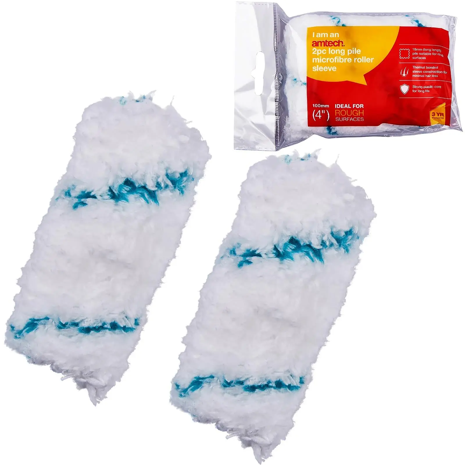 Amtech Paint Roller Sleeves 100mm (4") Mini Microfibre 2 Pack - Image 4
