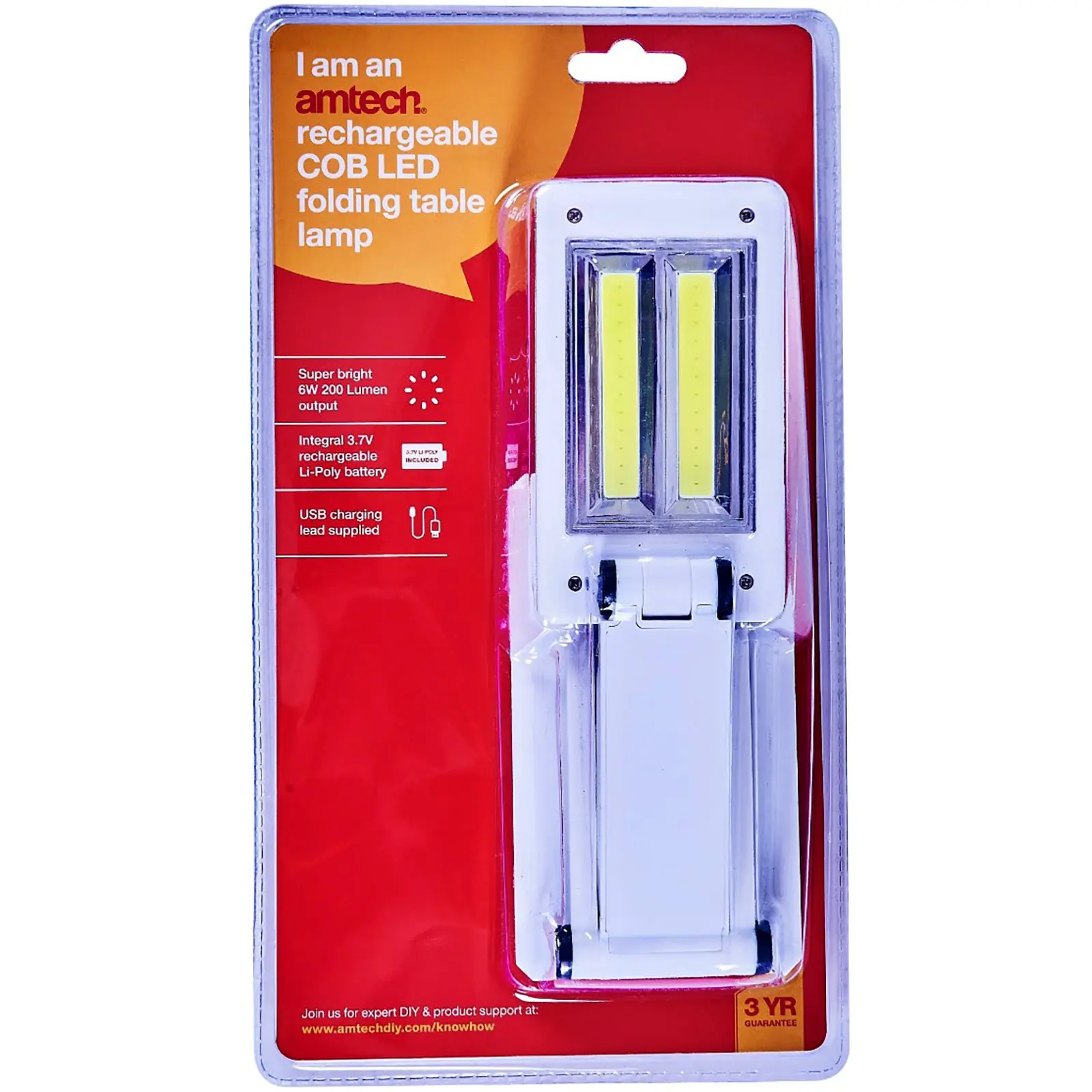 Amtech Rechargeable USB COB LED Folding Table Lamp 200 Lumens - Image 3