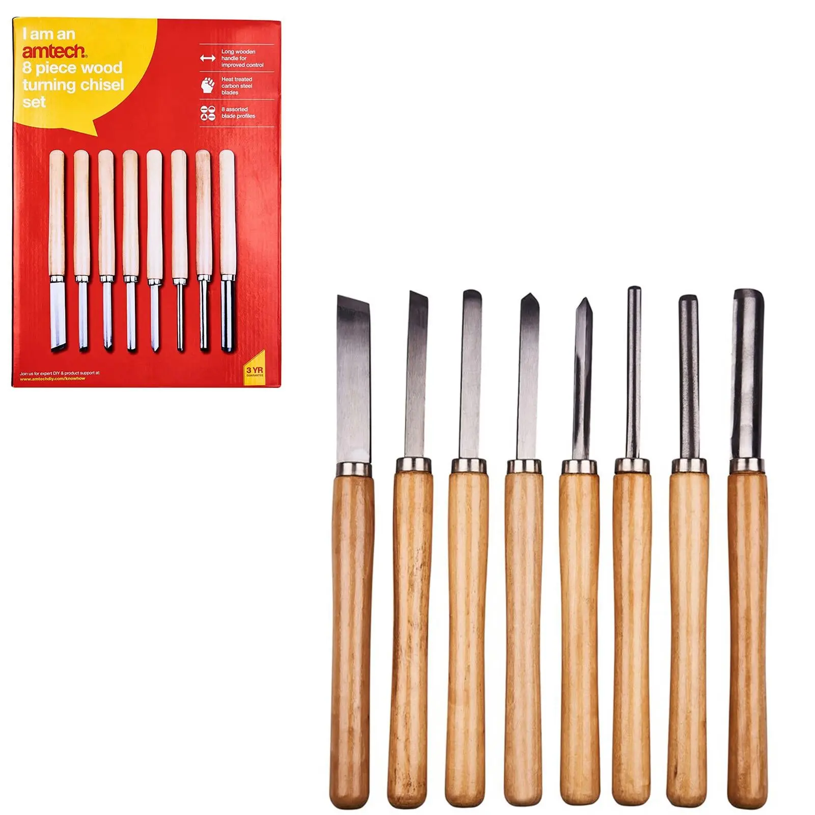 Amtech Wood Turning Chisel Set 8 Piece - Image 3