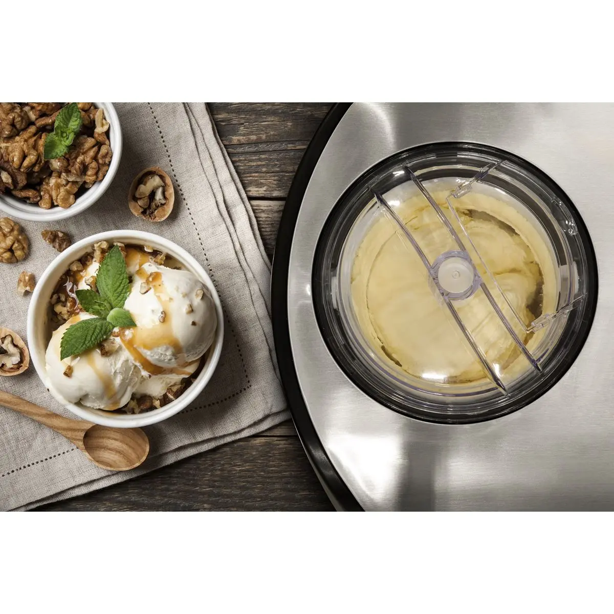 Baridi 1.2L Automatic Churning Ice Cream Machine, Fast Freeze Compressor Cooling - Image 3
