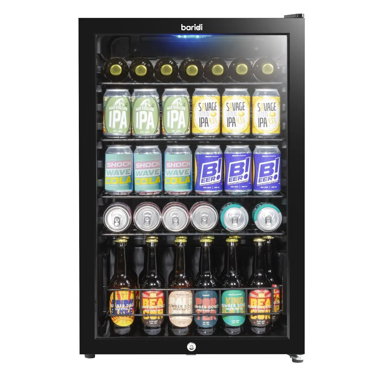 Baridi 115L Under Counter Beer, Drinks & Wine Fridge, Lock, LED Light - Image 7