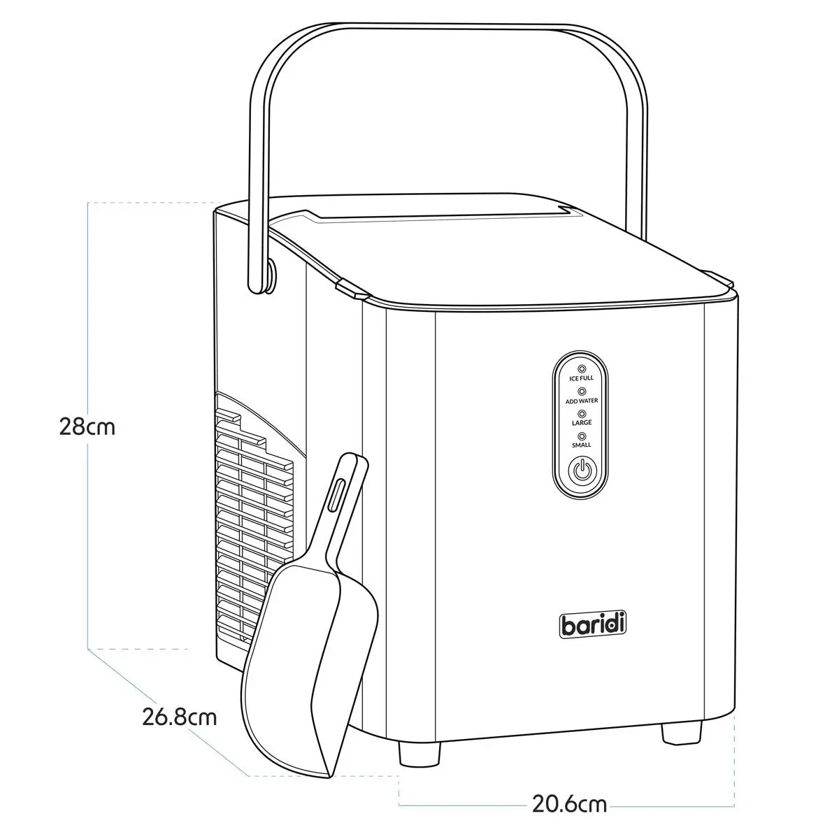 Baridi 12kg in 24hr Ice Cube Maker with LED Display & 10 Minute Freeze - DH52 - Image 7