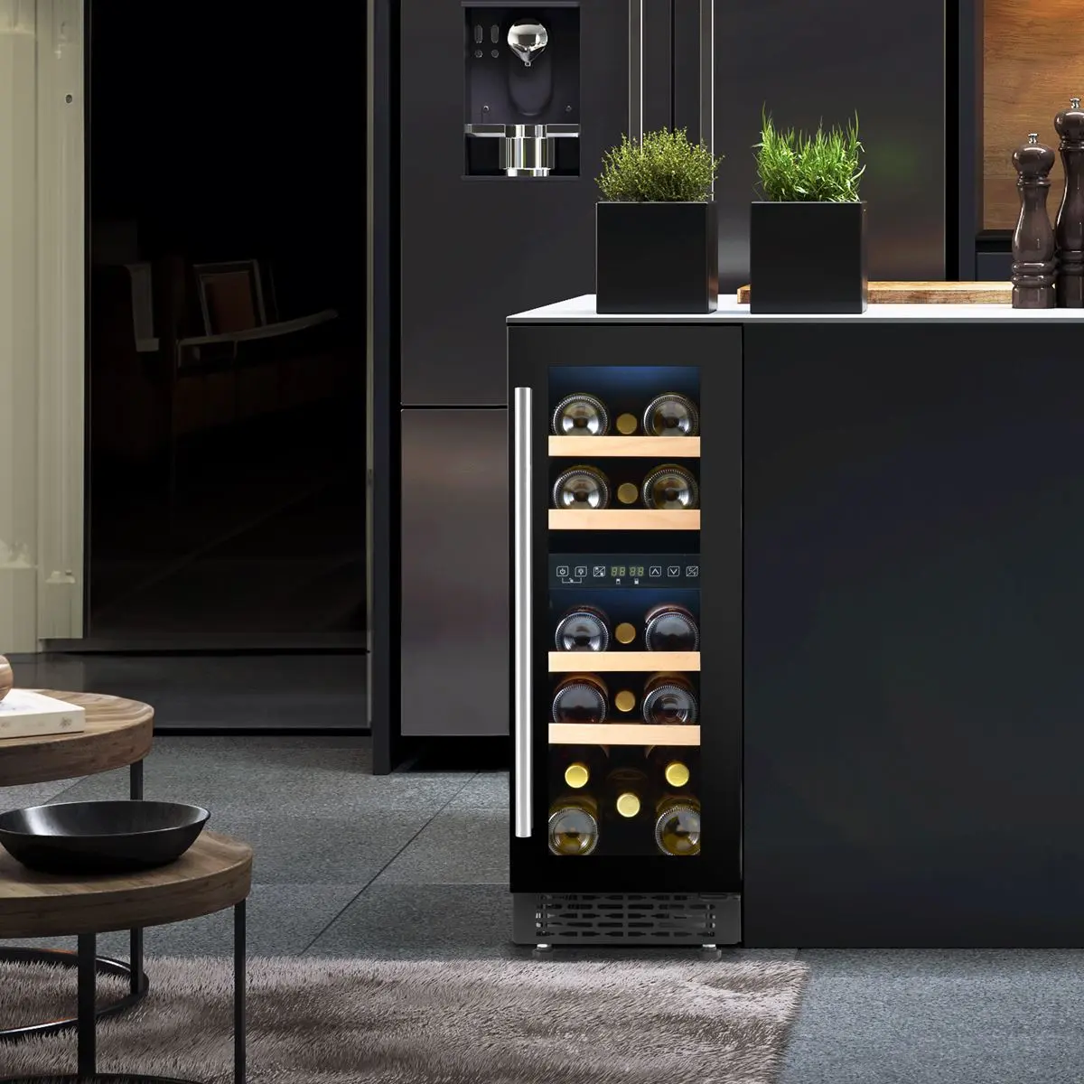 Baridi 17 Bottle Dual Zone Slim 30cm Wine Cooler, Touch Screen, Black - Image 11
