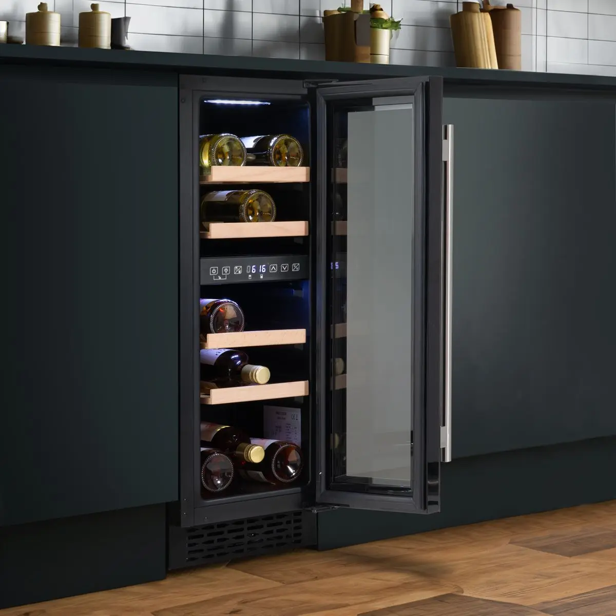 Baridi 17 Bottle Dual Zone Slim 30cm Wine Cooler, Touch Screen, Black - Image 12