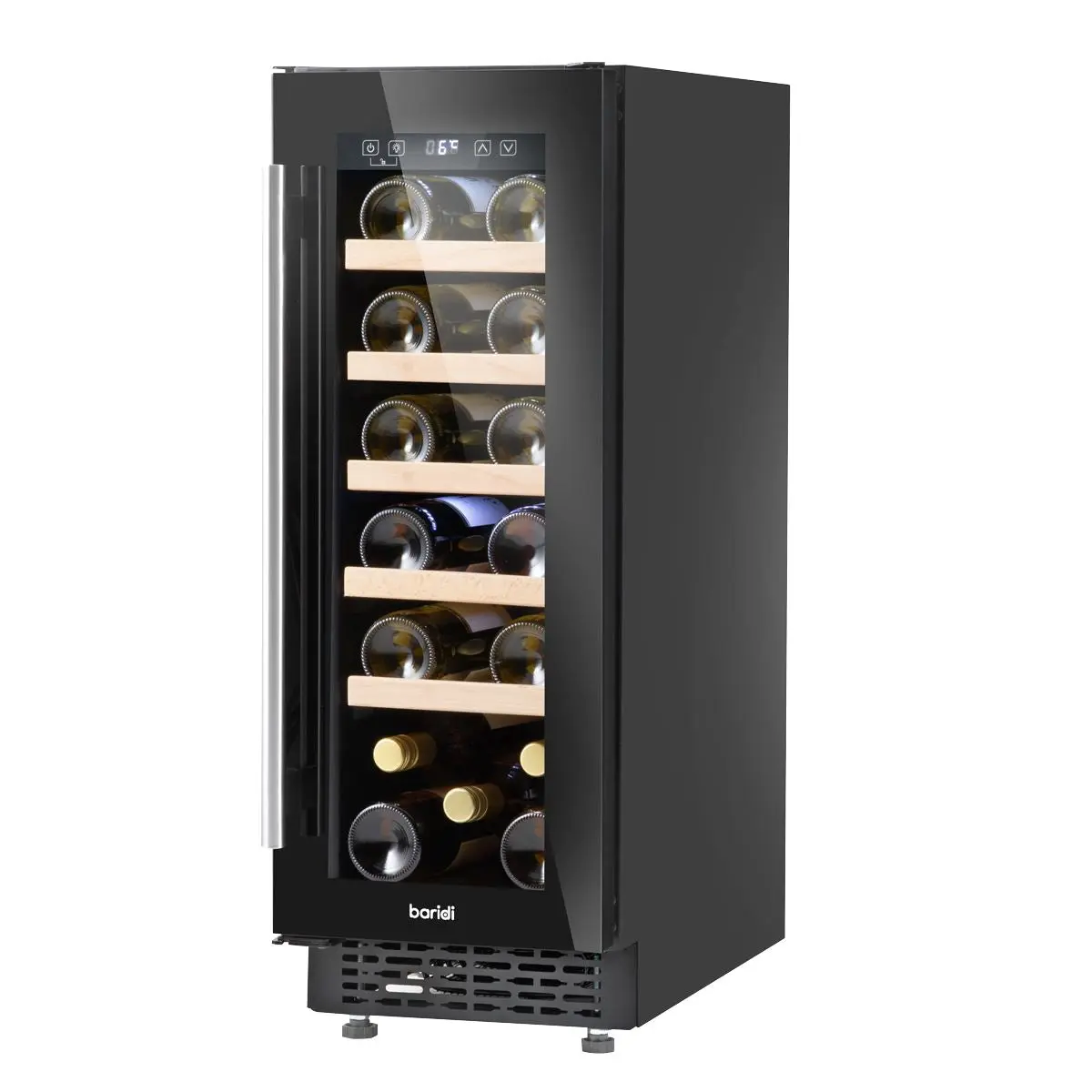 Baridi 20 Bottle Slim 30cm Built-In Wine Cooler, Touchscreen Controls, Black - Image 5