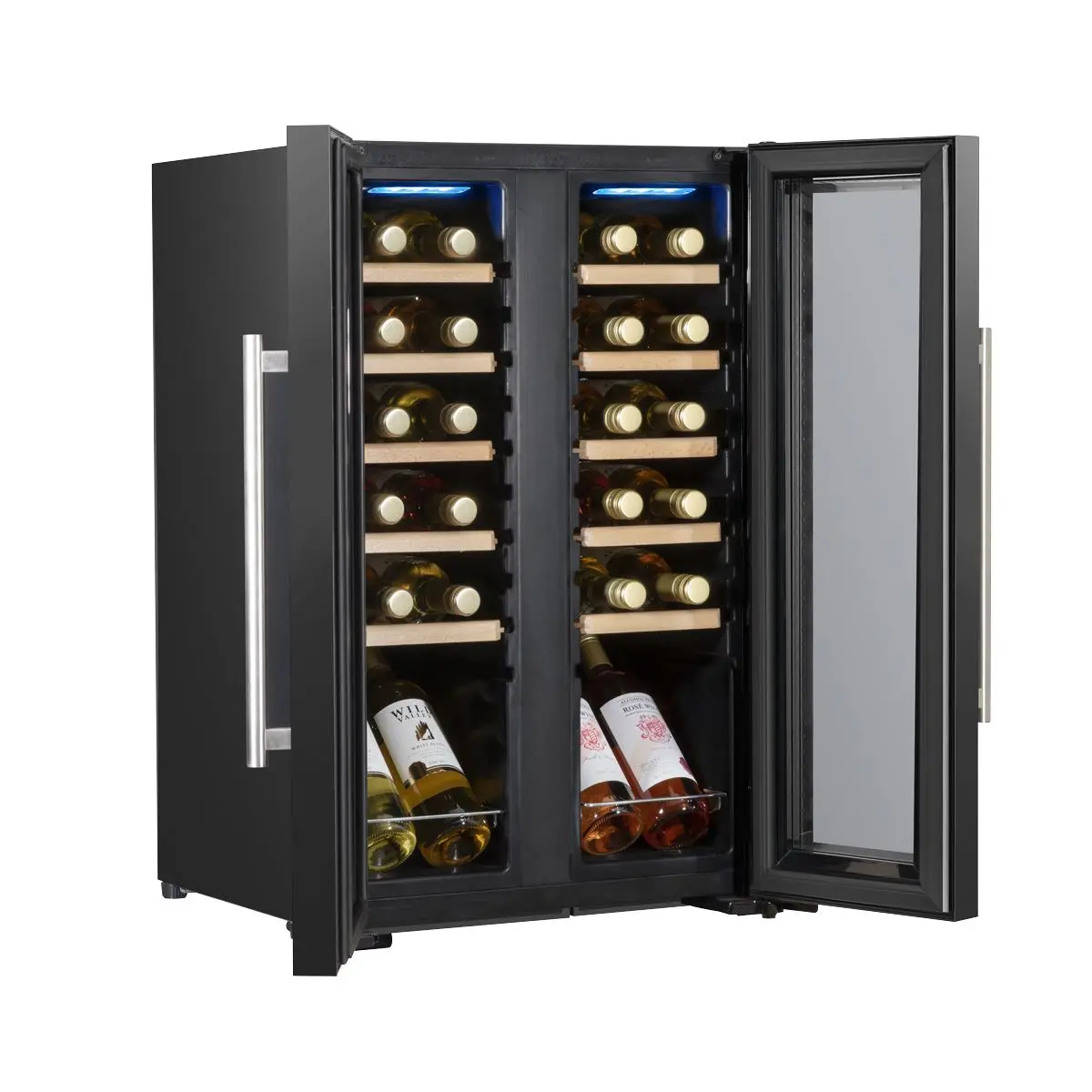 Baridi 24 Bottle Dual Zone Wine Cooler, Fridge, Touch Screen, LED Light Black and Mirror Glass Door - Image 2