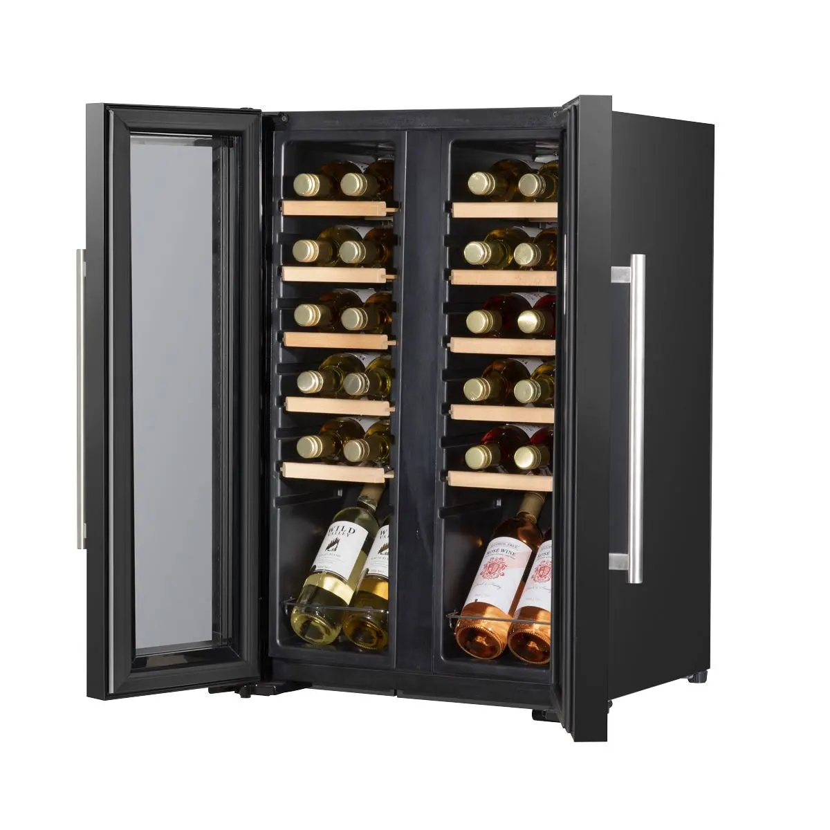 Baridi 24 Bottle Dual Zone Wine Cooler, Fridge, Touch Screen, LED Light Black and Mirror Glass Door - Image 4