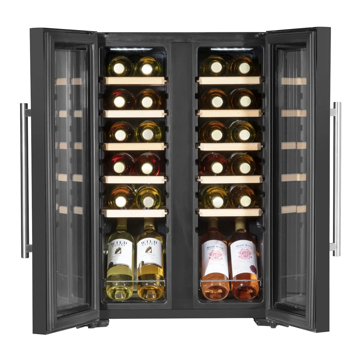 Baridi 24 Bottle Dual Zone Wine Cooler, Fridge, Touch Screen, LED Light Black and Mirror Glass Door - Image 9