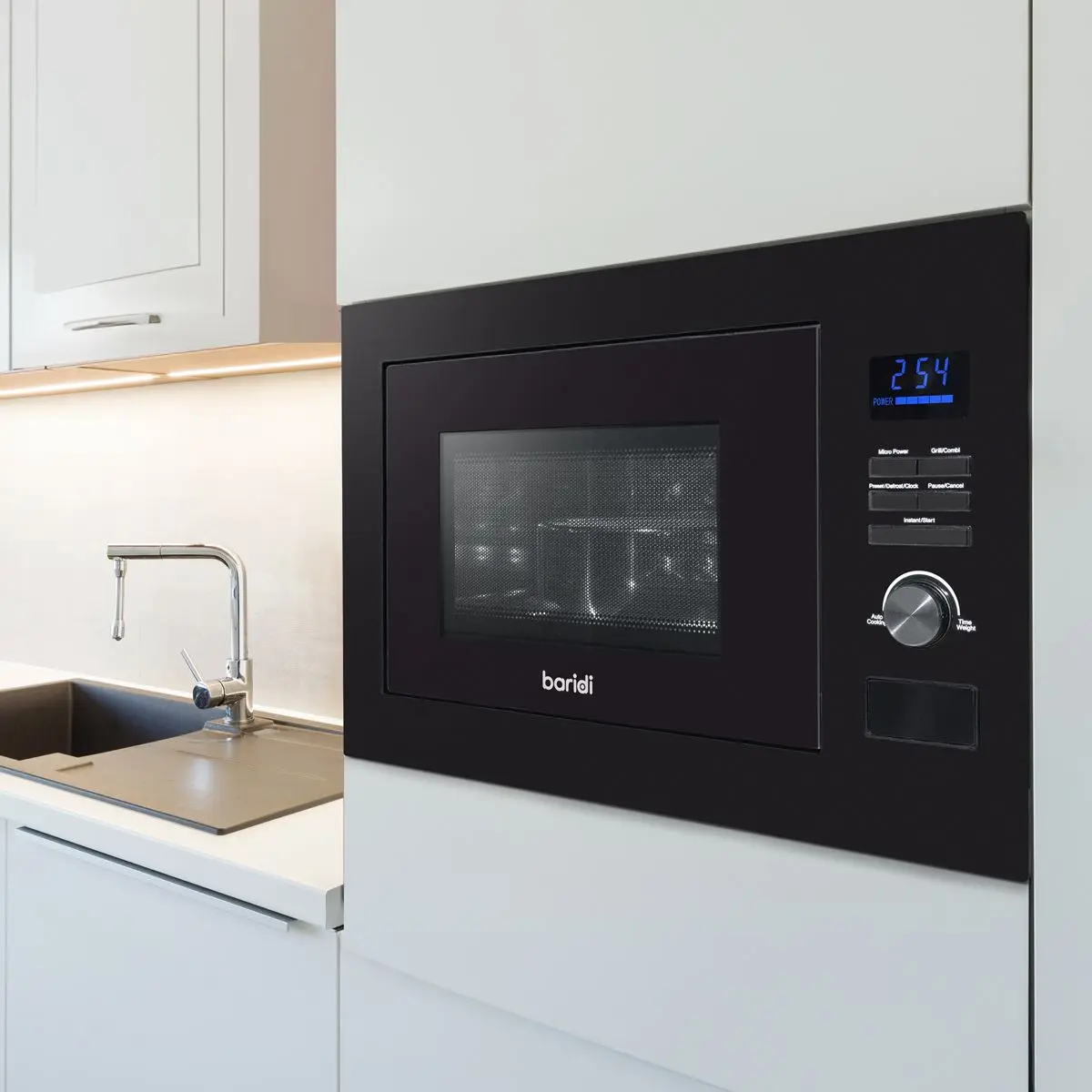 Baridi 25L Integrated Microwave Oven with Grill, 900W, Sensor Touch Controls, Black - Image 8