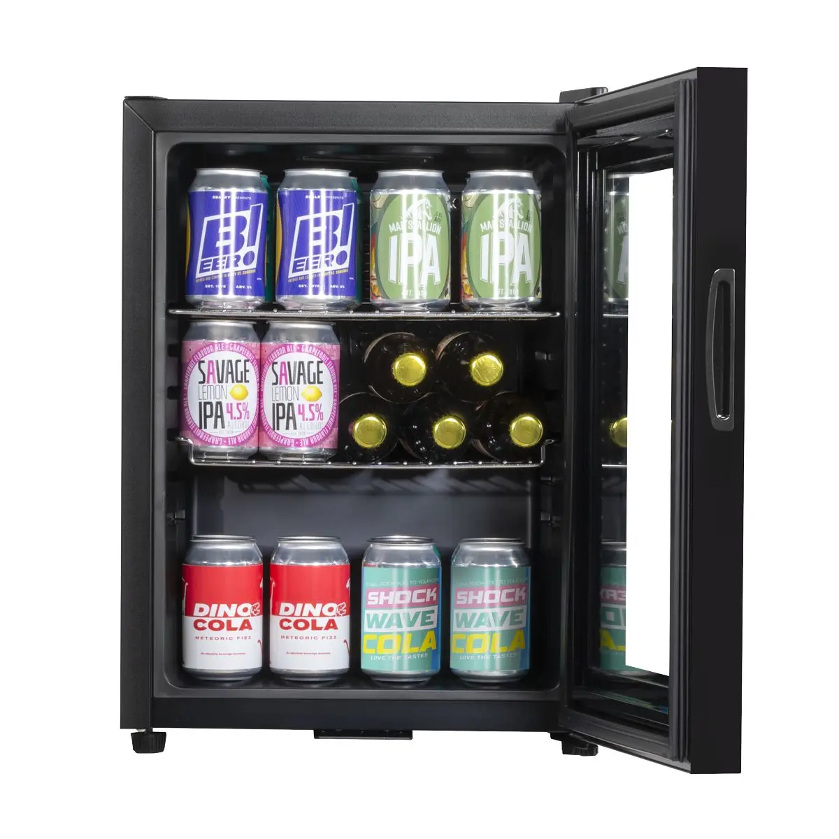 Baridi 40L Drinks Mini Fridge with LED Light, Black and Glass Door - Image 12