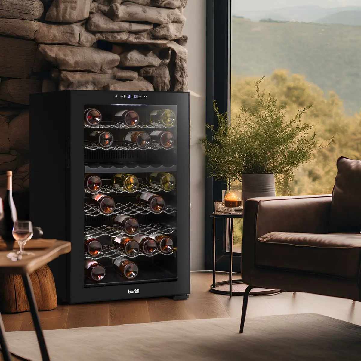 Baridi 52 Bottle Dual Zone Wine Cooler, Fridge, Touch Screen Controls, LED - Black - Image 13