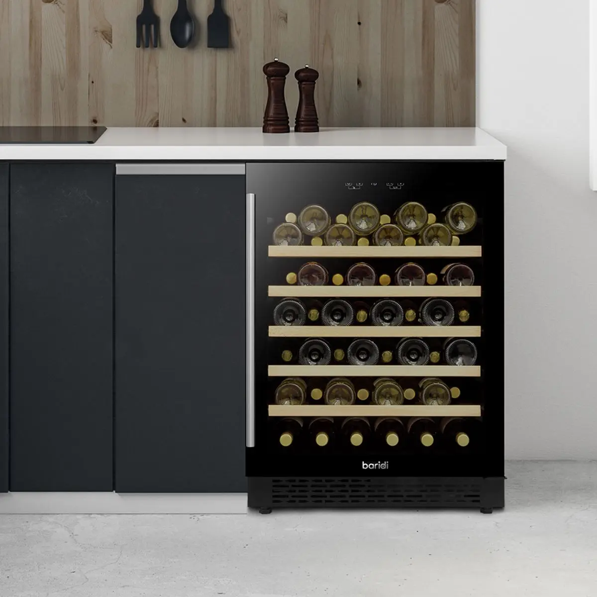 Baridi 54 Bottle Wine Cellar Fridge with Digital Touch Screen Controls, Black - Image 4