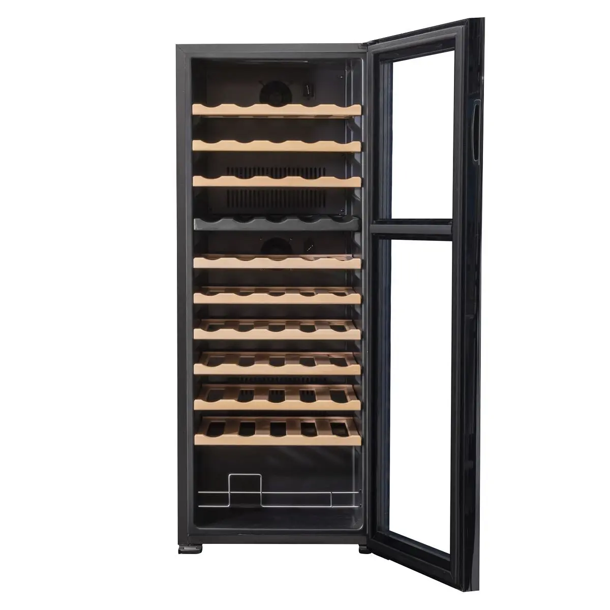 Baridi 55 Bottle Dual Zone Wine Cooler, Fridge with Digital Touchscreen Controls, Wooden Shelves & LED Light, Black - Image 6