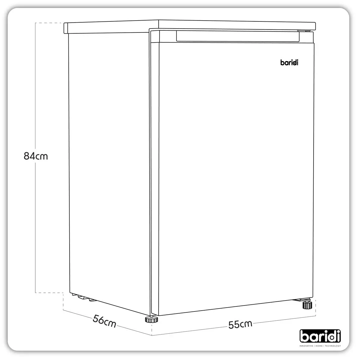 Baridi 55cm Undercounter Freezer with Adjustable Thermostat, 85L - Black - Image 10