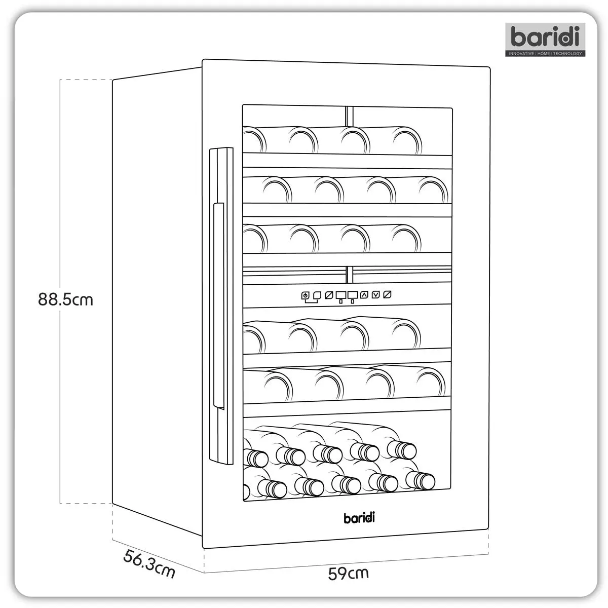 Baridi 57 Bottle Dual Zone Wine Fridge & Cooler 60cm - Image 11