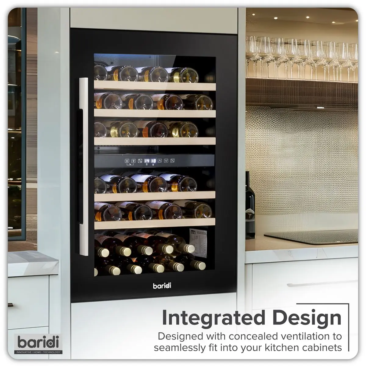 Baridi 57 Bottle Dual Zone Wine Fridge & Cooler 60cm - Image 5