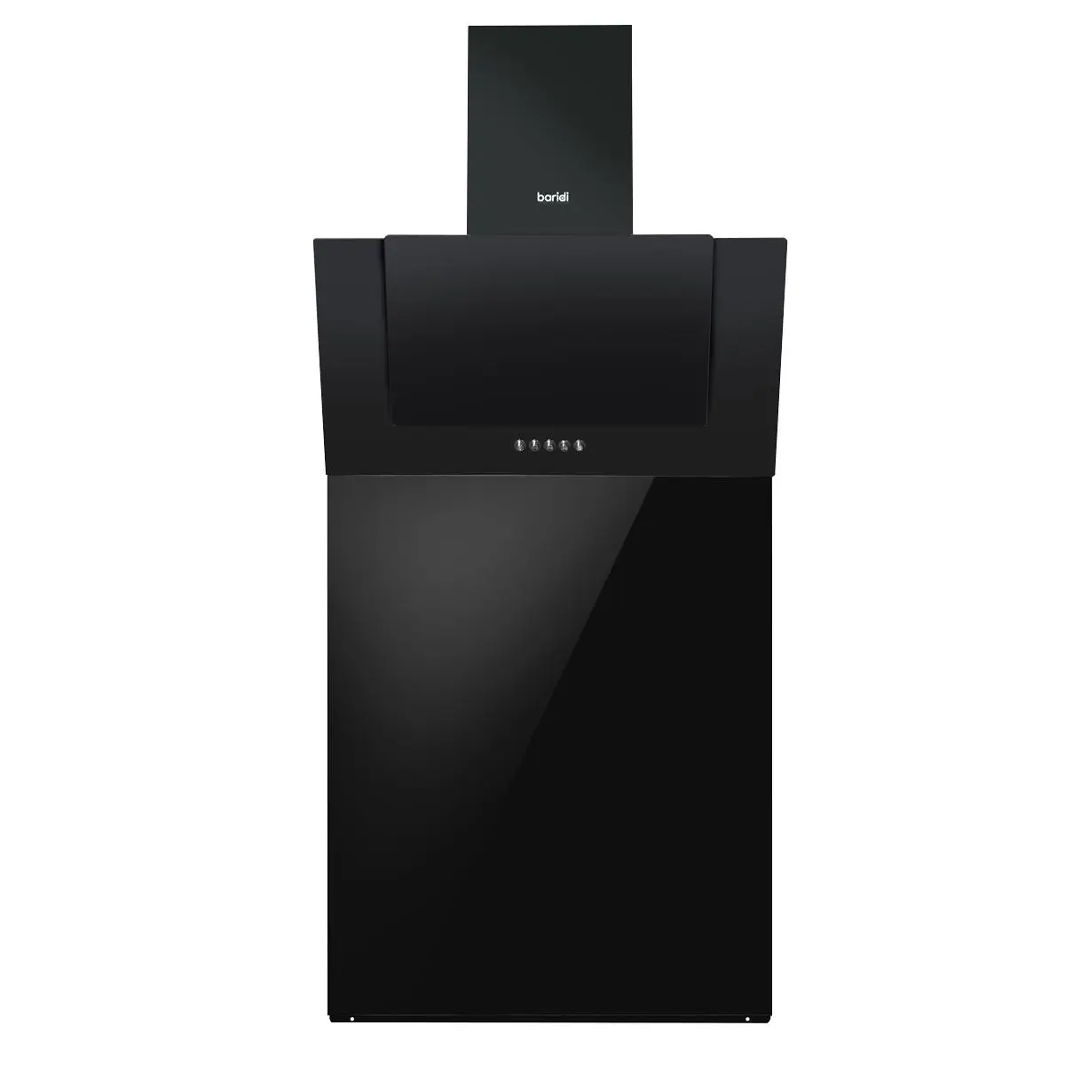 Baridi 60cm Angled Chimney Cooker Hood with Carbon Filters & Black Glass Splashback, LED Lamp, Black Glass