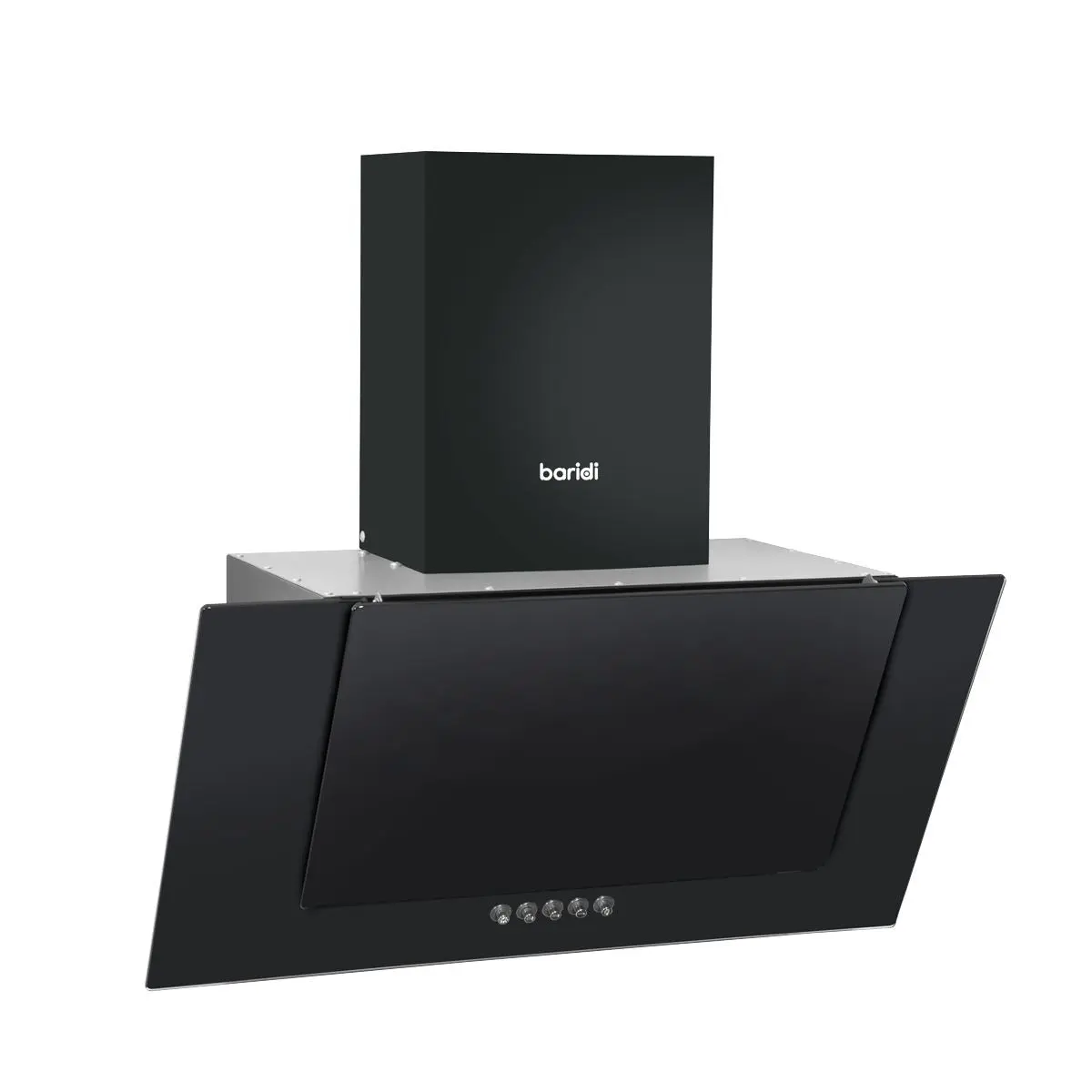 Baridi 60cm Angled Chimney Cooker Hood with Carbon Filters, LED Lamp, Energy Class B, Black Glass - Image 5