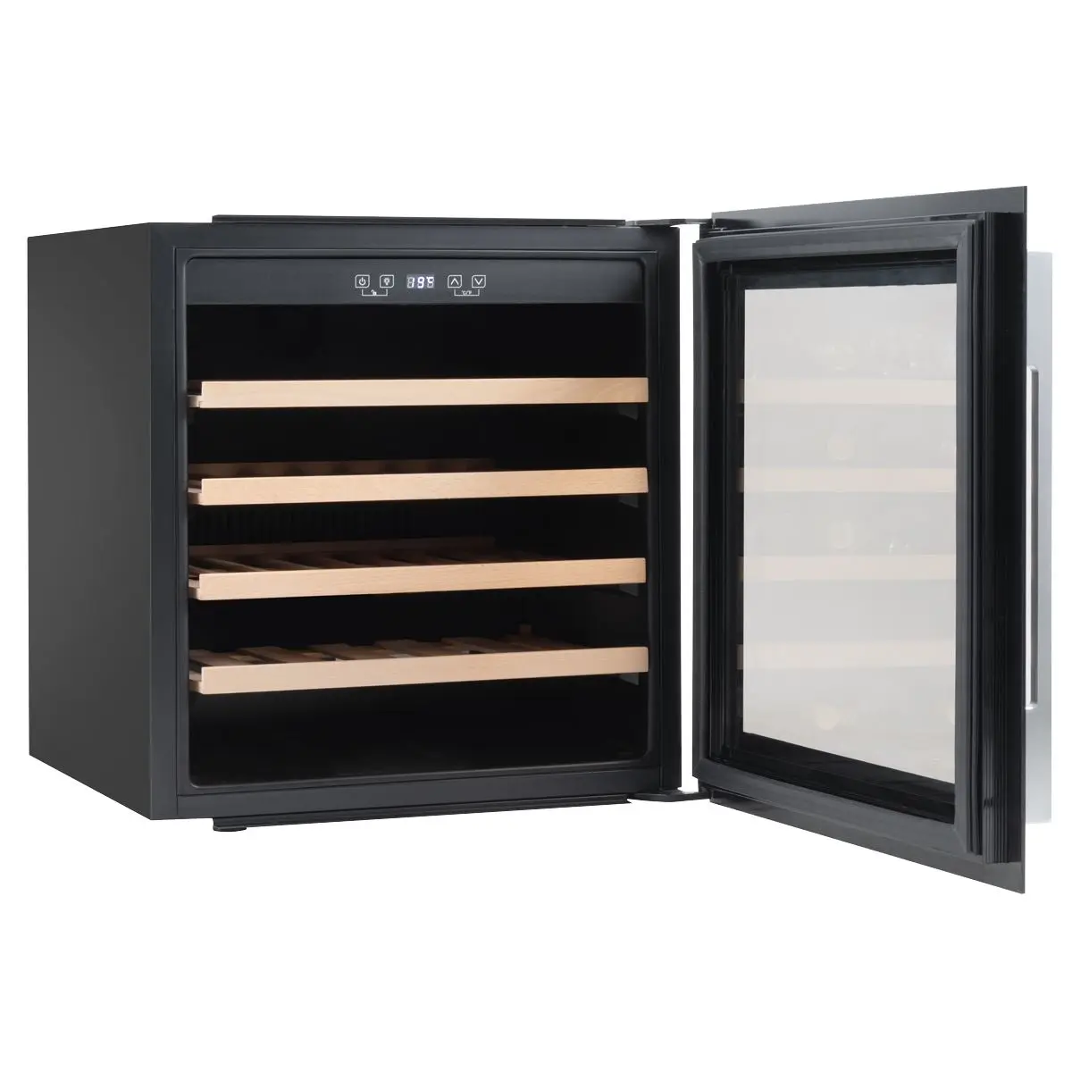 Baridi 60cm Built-In 36 Bottle Wine Cooler with Beech Wood Shelves and Internal LED Light, Black - Image 8