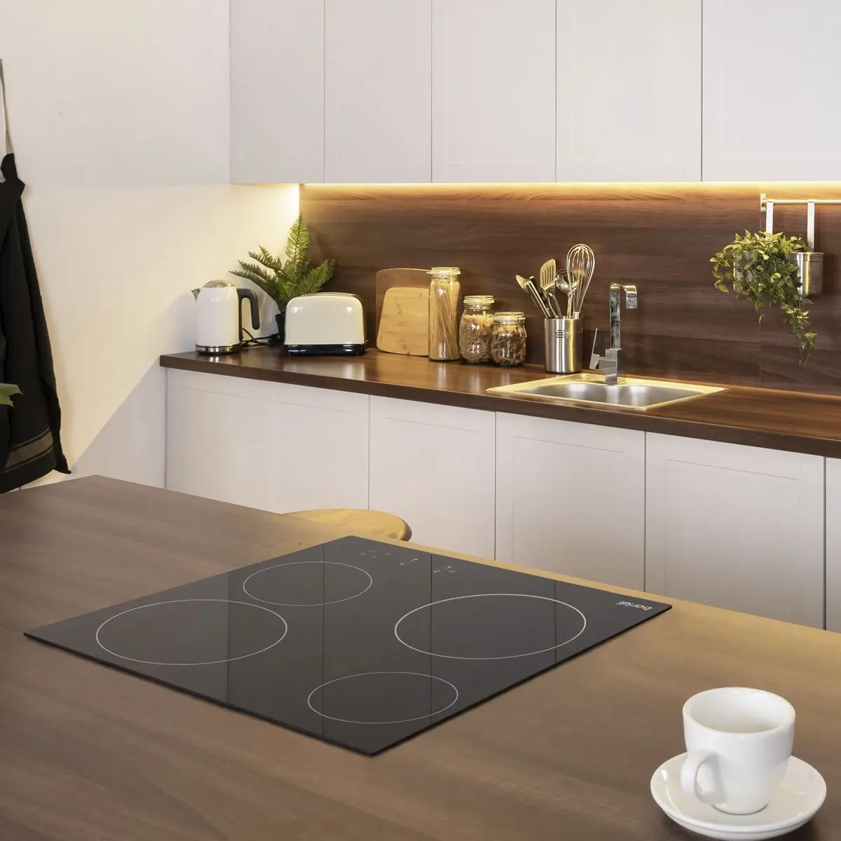 Baridi 60cm Built-In Ceramic Hob 4 Cooking Zones, Black Glass, 6000W with Touch Controls, Timer - Image 6