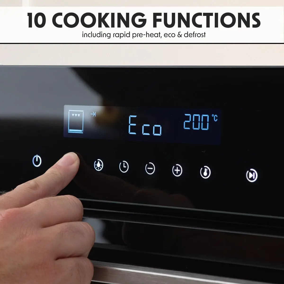 Baridi 60cm Built-In Fan Assisted, Single, Integrated 10 Function Electric Oven, Touchscreen Controls, 72L Capacity, Black - Image 11