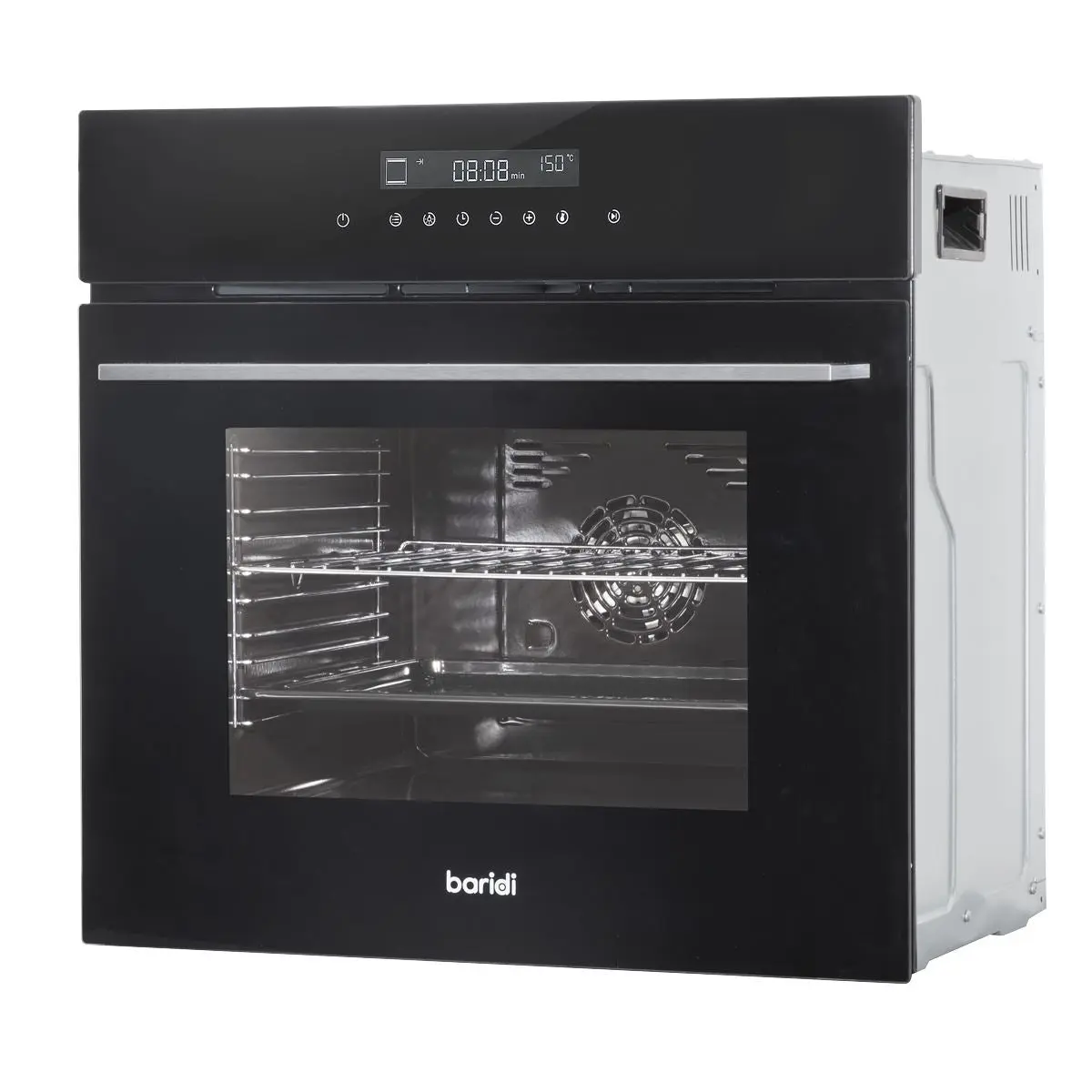 Baridi 60cm Built-In Fan Assisted, Single, Integrated 10 Function Electric Oven, Touchscreen Controls, 72L Capacity, Black - Image 2