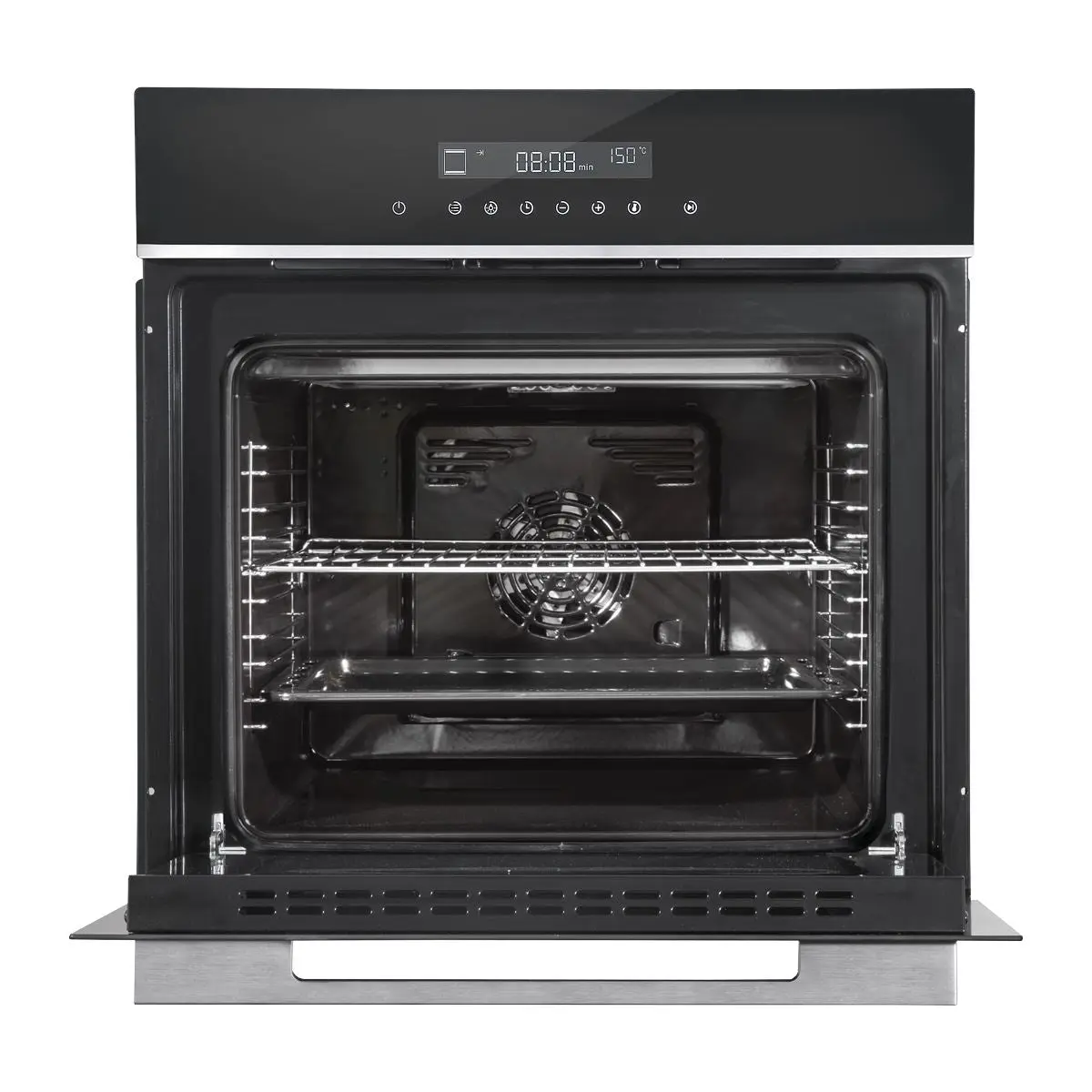 Baridi 60cm Built-In Fan Assisted, Single, Integrated 10 Function Electric Oven, Touchscreen Controls, 72L Capacity, Black/Stainless Steel - Image 4
