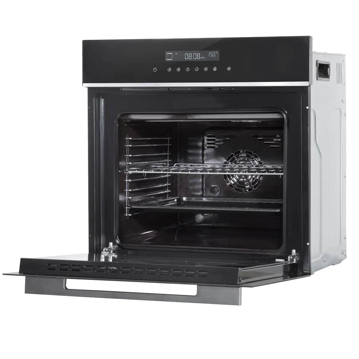 Baridi 60cm Built-In Fan Assisted, Single, Integrated 10 Function Electric Oven, Touchscreen Controls, 72L Capacity, Black/Stainless Steel - Image 7