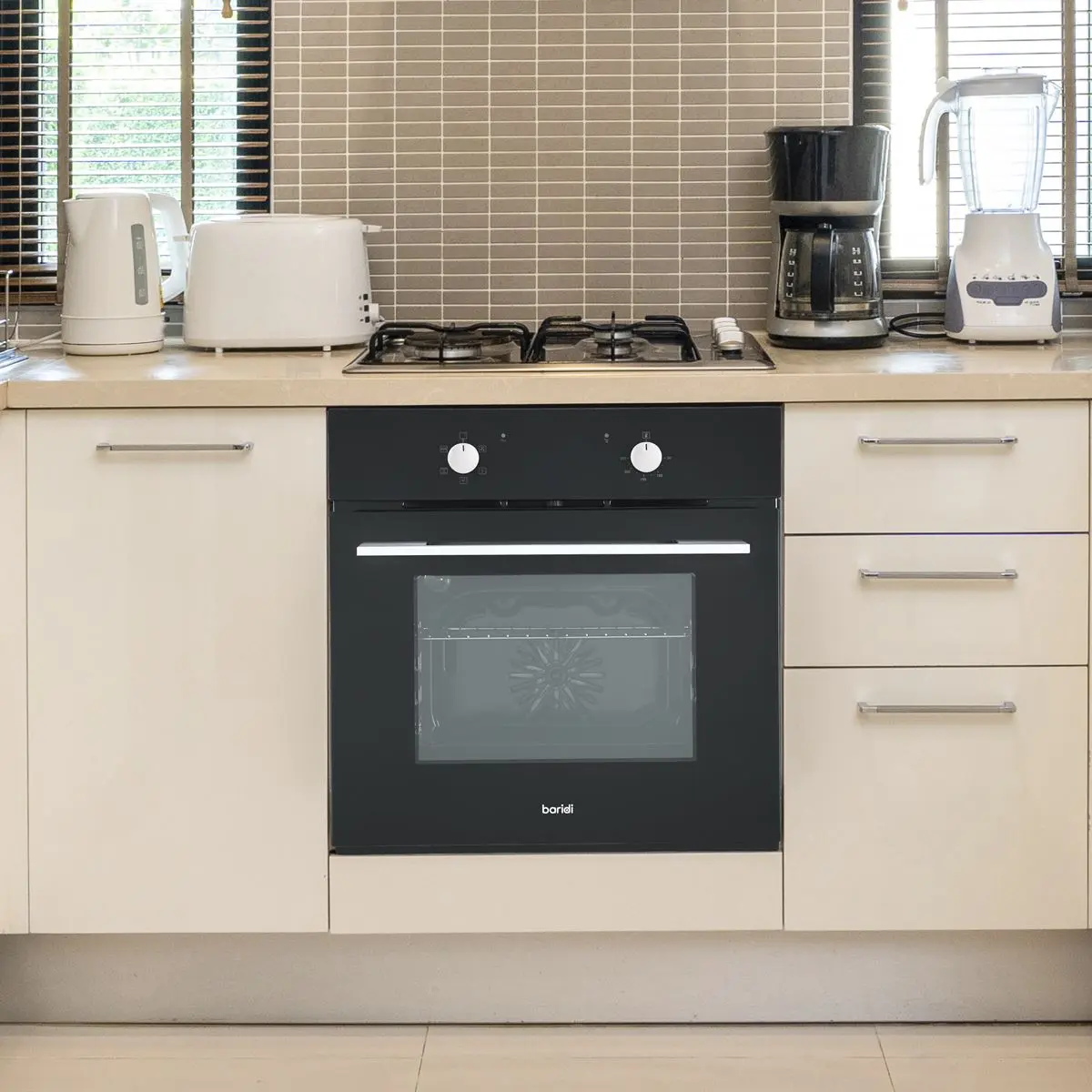 Baridi 60cm Built-In Five Function Fan Assisted Oven, 55L Capacity, Black - Image 5