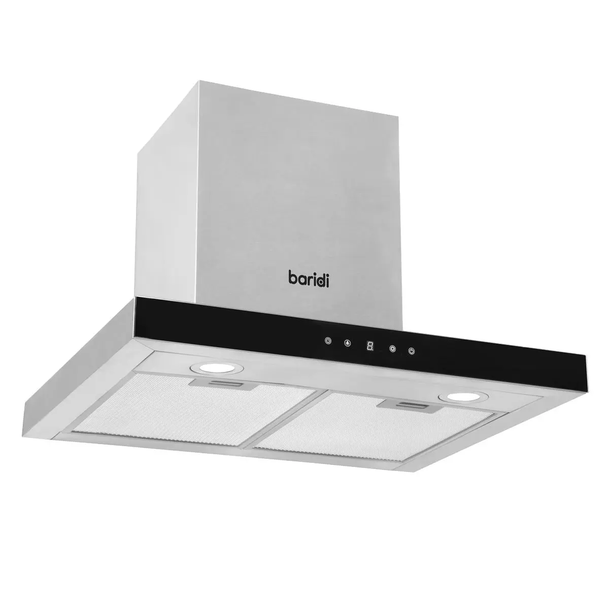 Baridi 60cm T-Shape Chimney Cooker Hood with Carbon Filters, Stainless Steel
