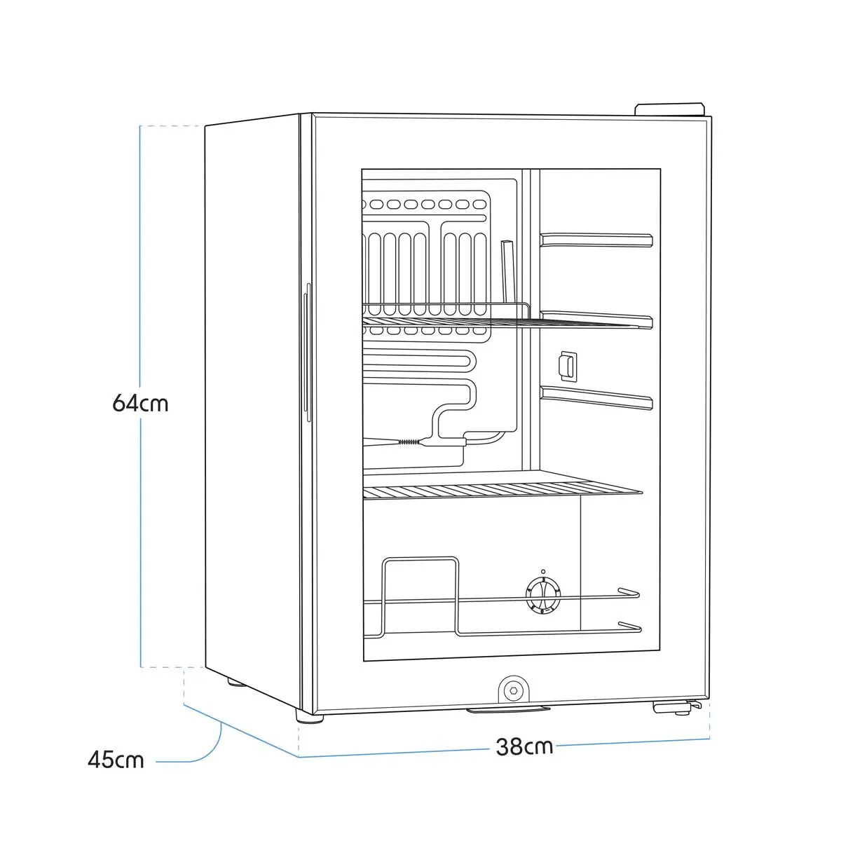 Baridi 60L Beer & Drinks Fridge with LED Light, Black and Glass Door - Image 4