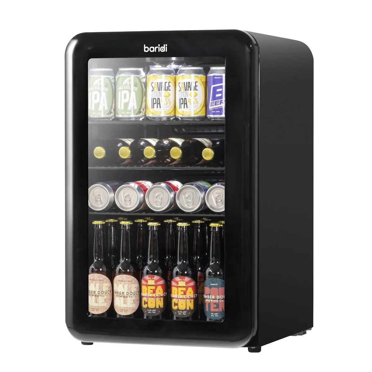 Baridi 70L Under Counter Drinks/Beer & Wine Cooler Fridge, Retro Style, Black - Image 4