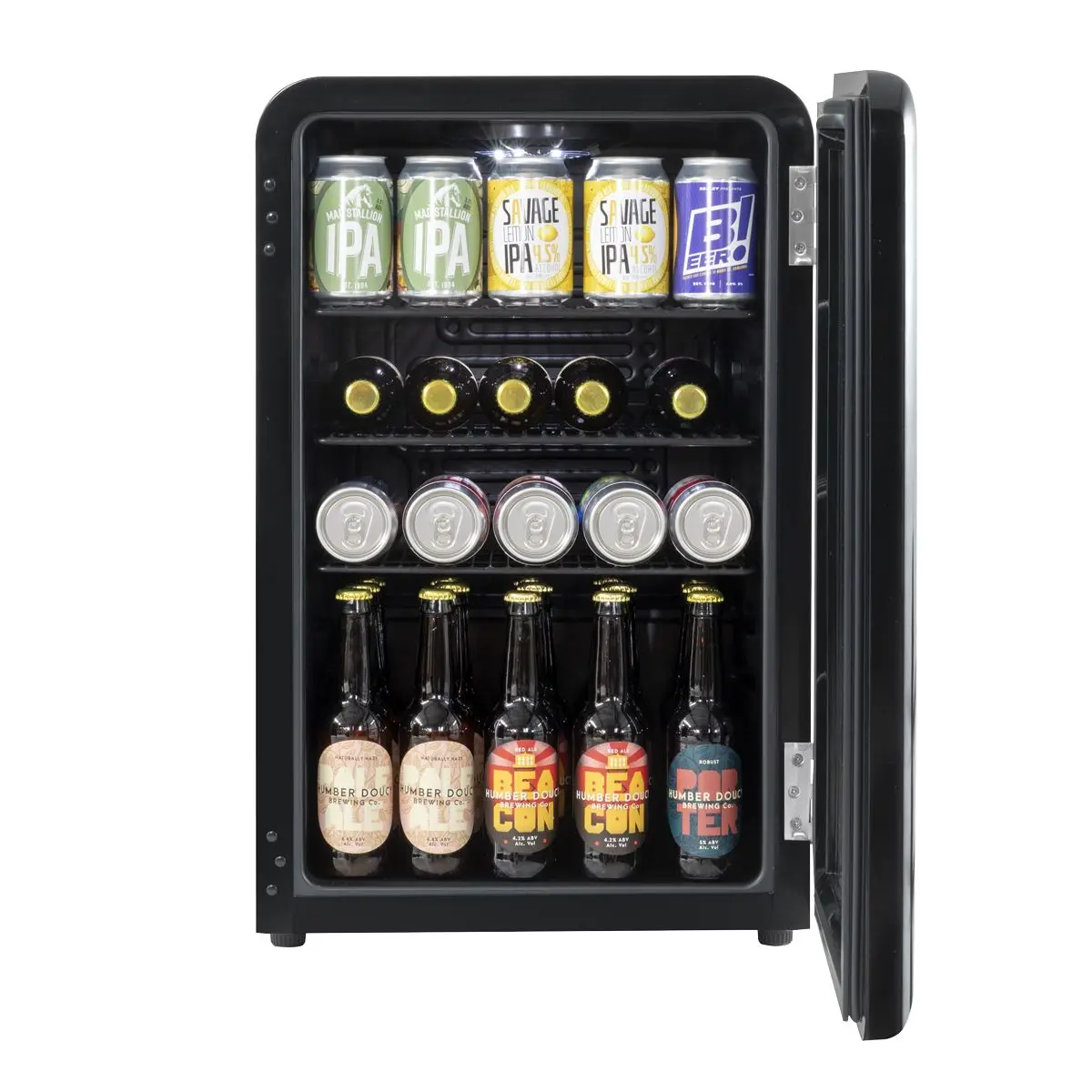 Baridi 70L Under Counter Drinks/Beer & Wine Cooler Fridge, Retro Style, Black - Image 5