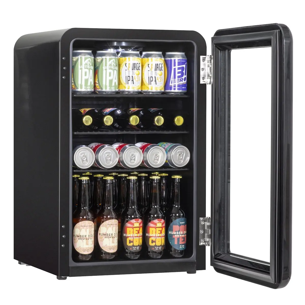 Baridi 70L Under Counter Drinks/Beer & Wine Cooler Fridge, Retro Style, Black - Image 9