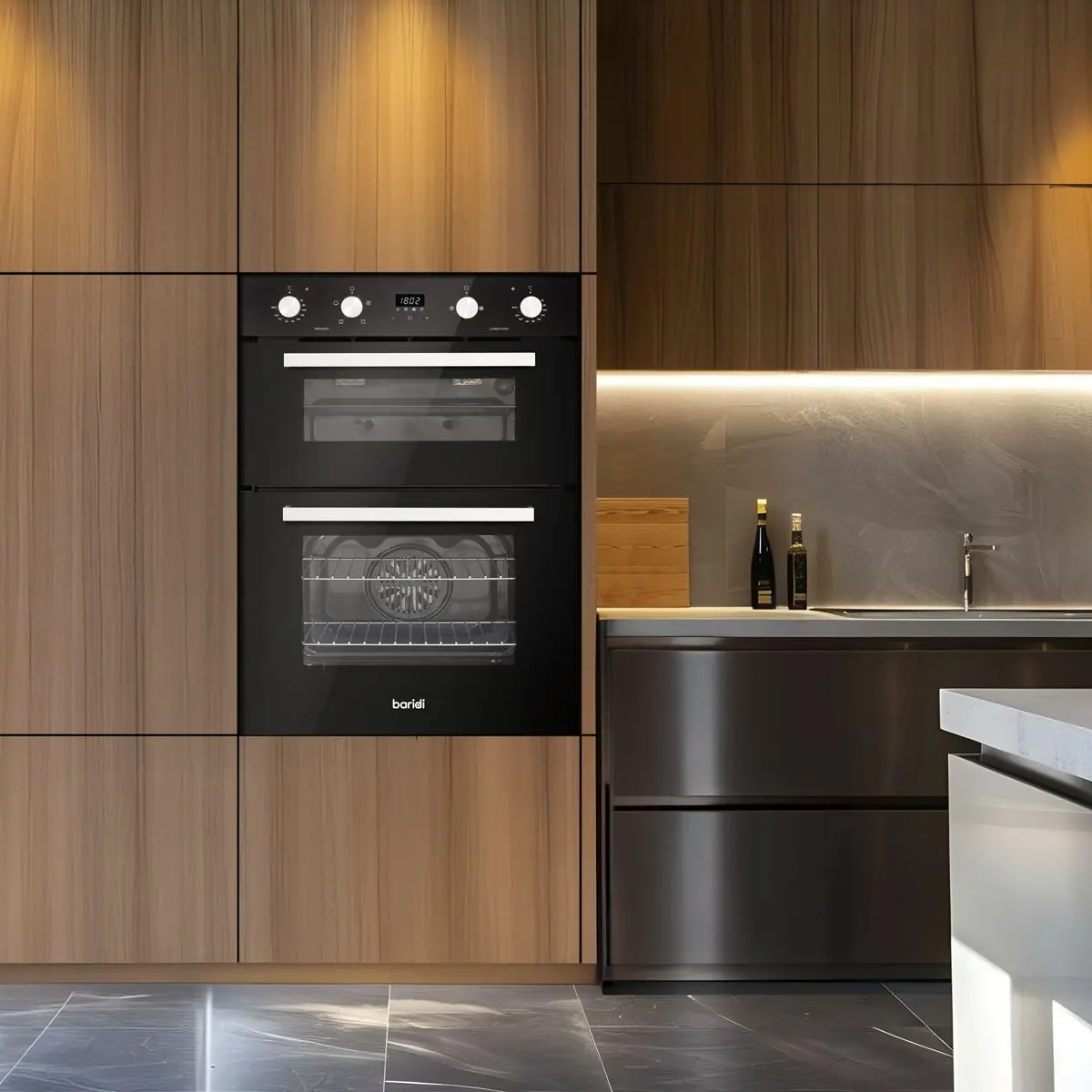 Baridi 72cm Built-Under Double Oven, 74L Capacity, Energy Rating A - Black - Image 8