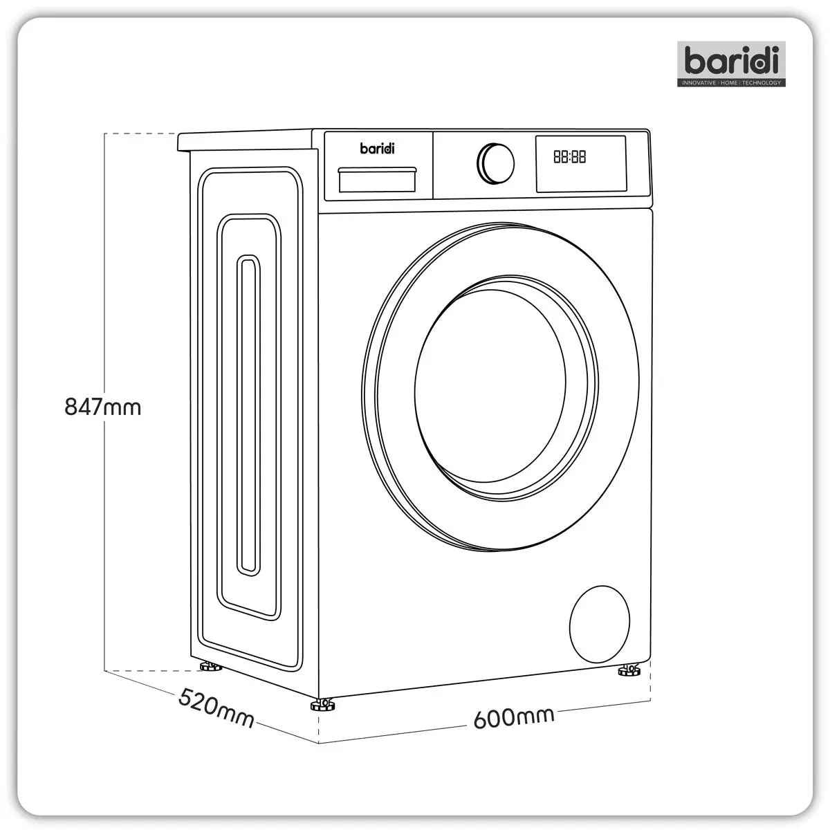 Baridi 8/5kg Washer Dryer, Front Loading, 1400rpm Energy Rating A – White - Image 10
