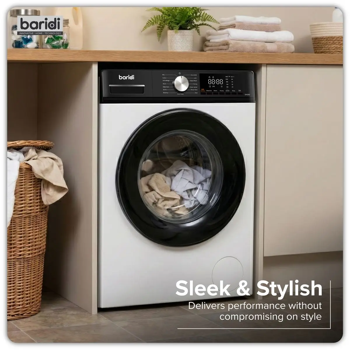Baridi 8/5kg Washer Dryer, Front Loading, 1400rpm Energy Rating A – White - Image 7