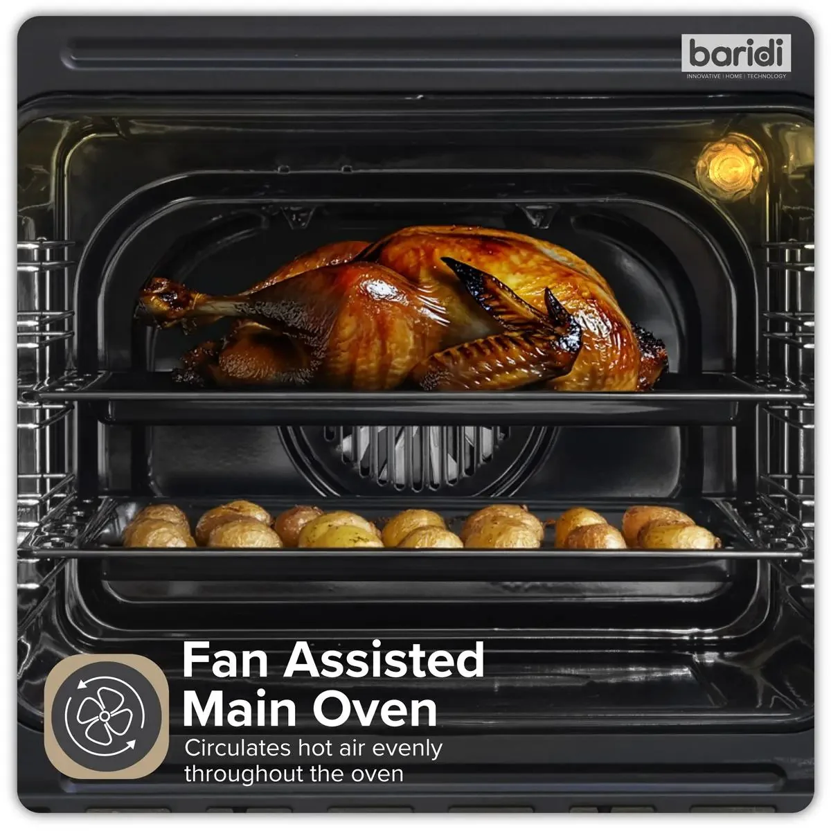 Baridi 90cm Built-In Double Oven, 88L Capacity, Energy Rating A - Black - Image 11