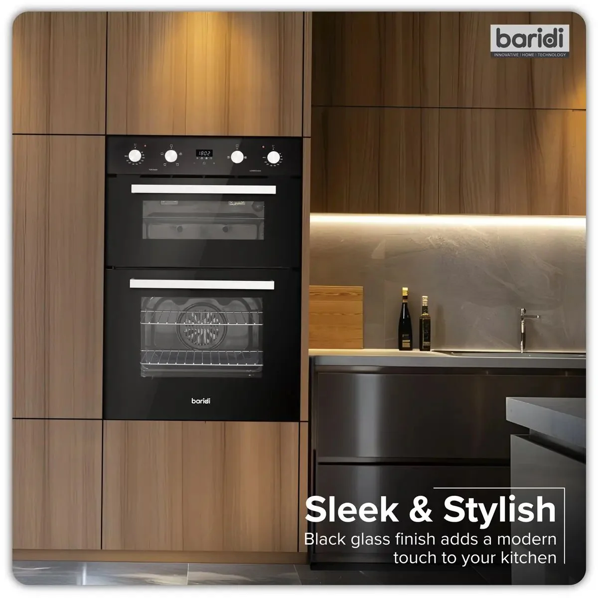 Baridi 90cm Built-In Double Oven, 88L Capacity, Energy Rating A - Black - Image 17