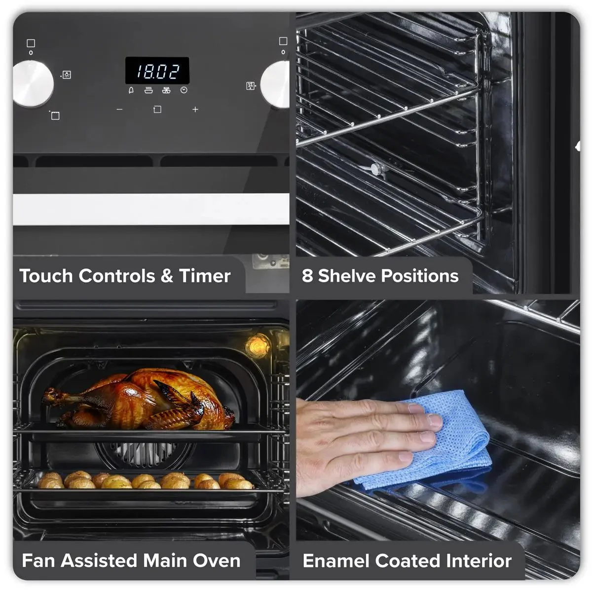 Baridi 90cm Built-In Double Oven, 88L Capacity, Energy Rating A - Black - Image 18