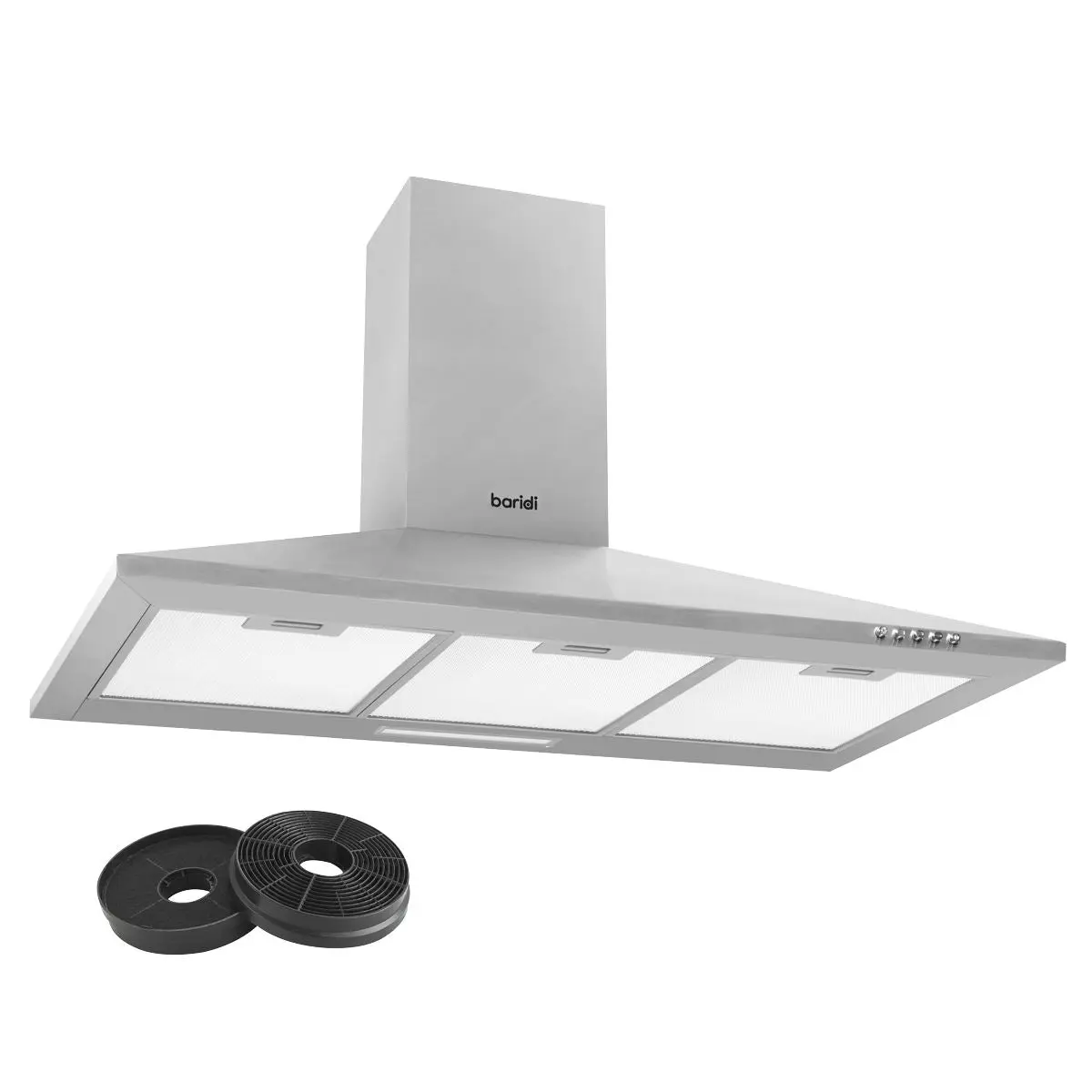 Baridi 90cm Chimney Style Cooker Hood with Carbon Filters, Stainless Steel - Image 9