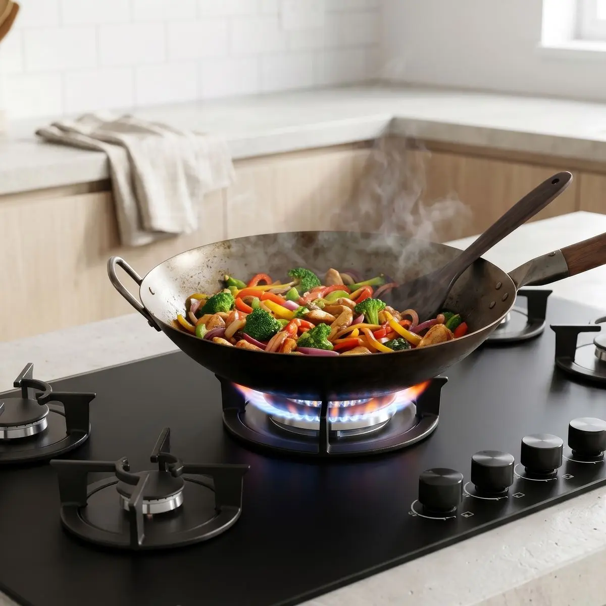 Baridi 90cm Gas Hob Matt Black Glass 5 Burners Cast Iron Supports & Auto Ignition 10.4kW - Image 15