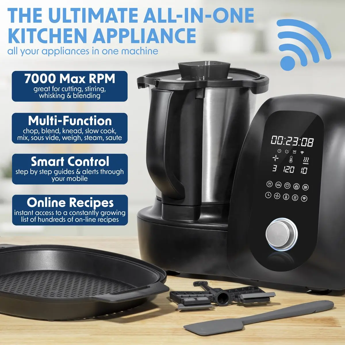 Baridi All-in-One Thermo-Cooker, 18 Preset Functions, App Guided Recipes, Black - Image 6